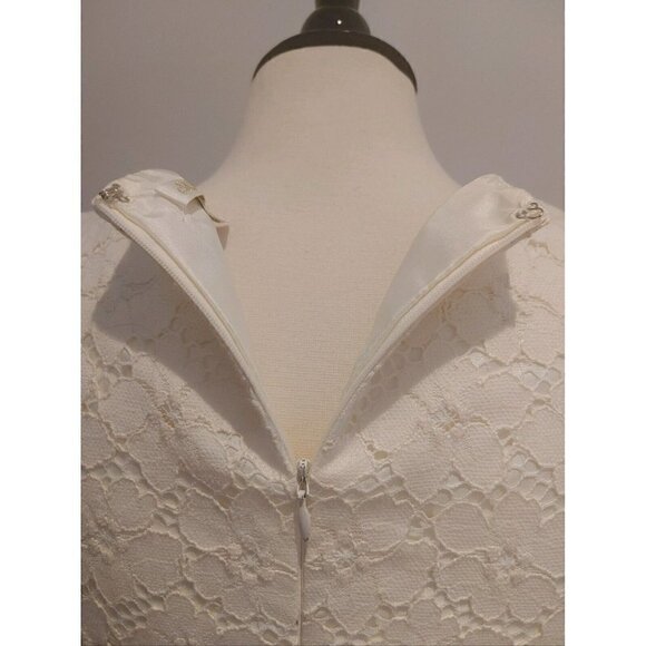 Shoshanna Mini Cocktail Dress Cream and Black Lace Sleeveless Fit Flare Size 4 - Picture 4 of 6